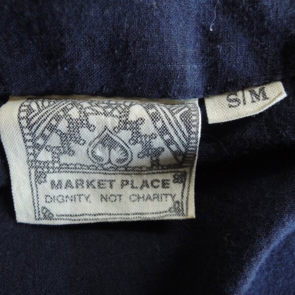 Market Place Blue Batik Cotton Button Jacket Top S/M *Runs L - Picture 6 of 8